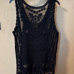 Black Lace Sleeveless Top